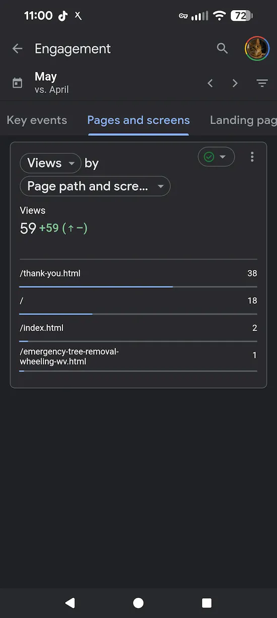 Google Analytics engagement report